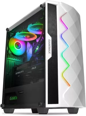Case GAMEMAX Diamond Mid AM4 Blanco y Negro