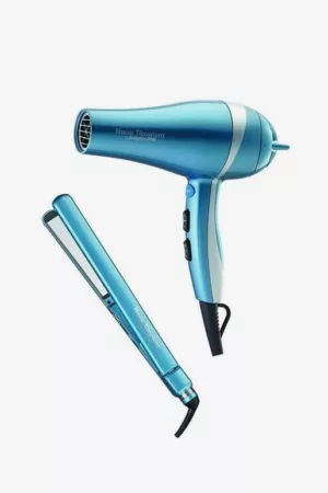 Combo Secador Ionico 2000w + Plancha Ultradelgada 1'' Celeste BabylissPRO Nano Titanium original
