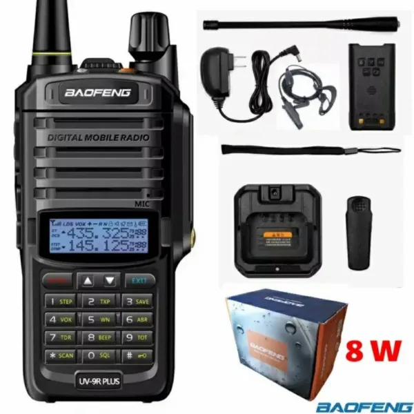 Radio Baofeng uv9r plus original 10 km de alcance  IP67, VHF, UHF, 8W, potente.