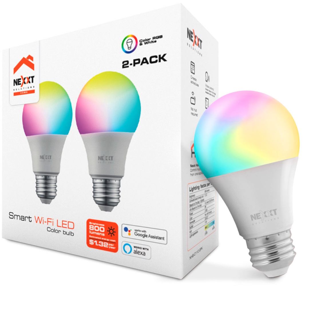 Kit 2 Focos Inteligentes Nexxt Wifi Rgb 2pk Alexa Google