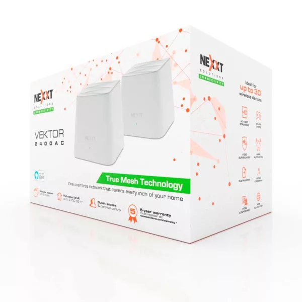 Sistema Wifi Mesh Vektor 2400 Nexxt Ac 1200 Mbps Kit 2 - Imagen 2