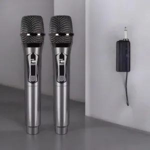 Microfono inalambrico doble uhf recargable 30 metros karaoke