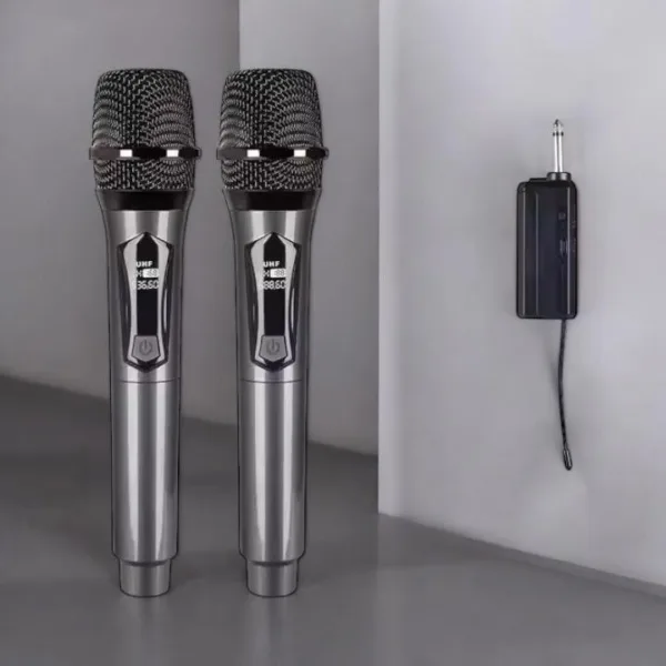 Microfono inalambrico doble uhf recargable 30 metros karaoke