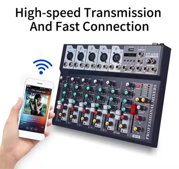Consola profesional F7 de 7 canales mezclador de Audio de estudio usb bluetooth