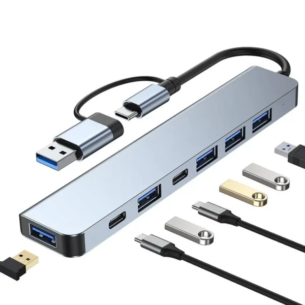 hub de 7 puertos metalico usb 3.0 tipo C