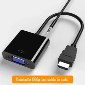 Adaptador hdmi a vga audio monitor full hd convetidor