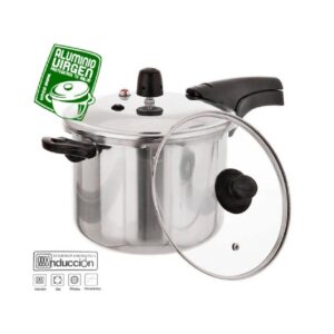 Olla de presion Umco 7251 10 lt inducción incluye tapa de vidrio color gris