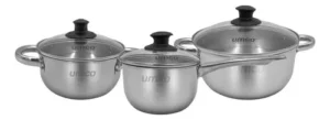 SET DE CALDEROS DE ACERO INOXIDABLE 6 PIEZAS